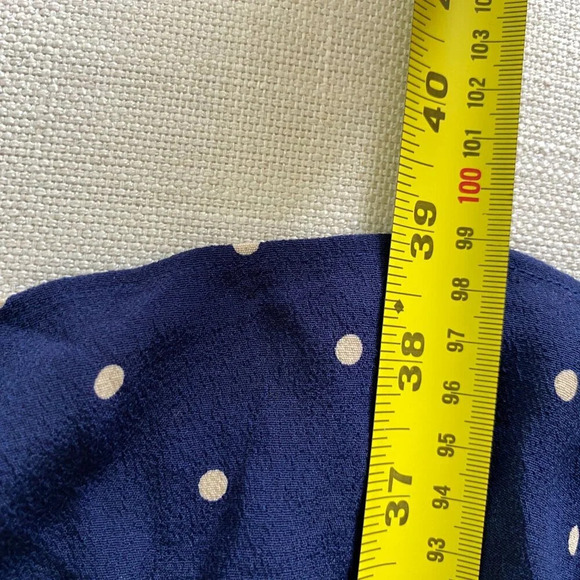 MADEWELL Blue and Cream Polka Dot Ruffle-Strap Button-Front Mini Dress Size 6 - Picture 12 of 14